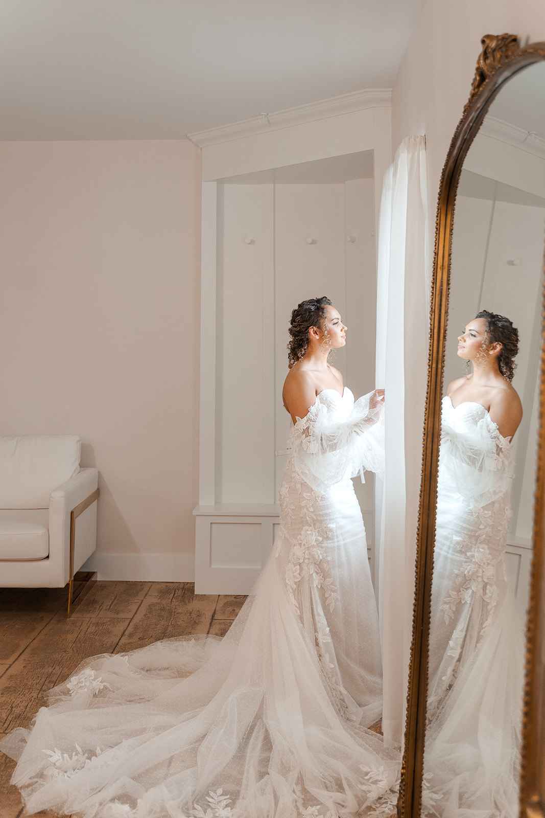 Wedding ceremony space decorated at The Grange Hall wedding venue